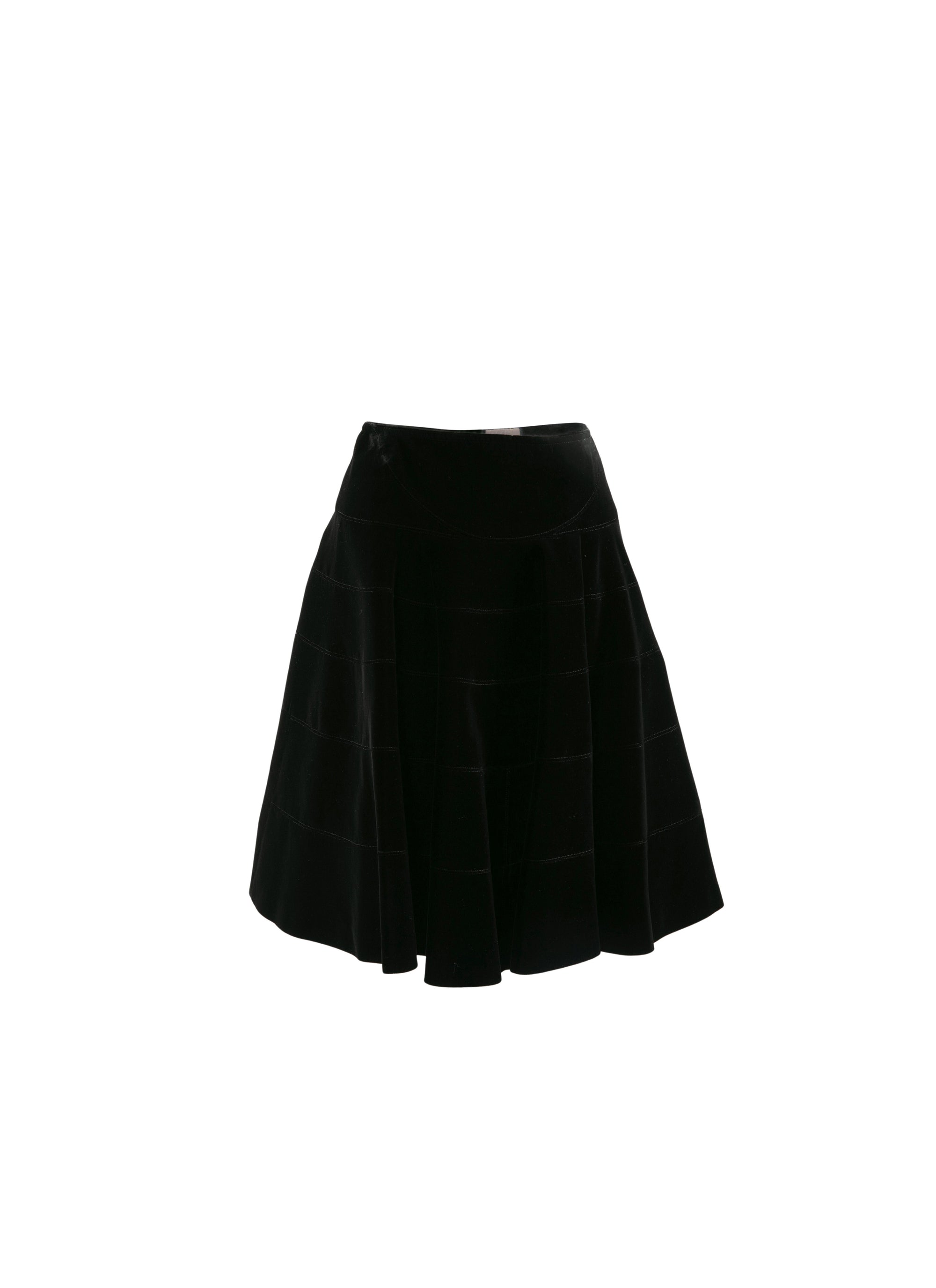 Plain mid-length skater skirt - Black intense
