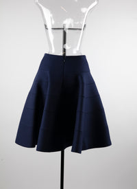 Jupe patineuse mi-longue en laine - Saphir