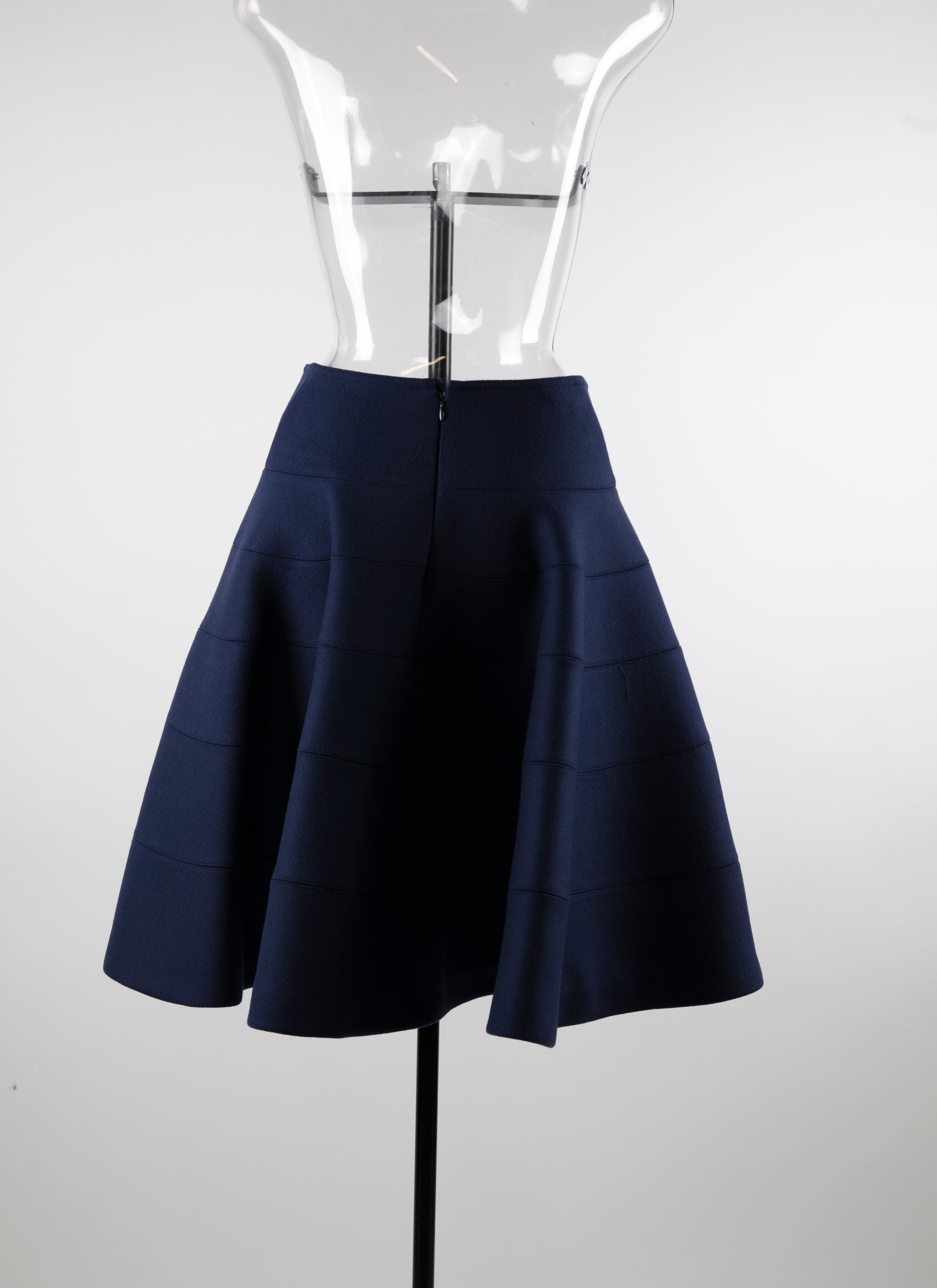Jupe patineuse mi-longue en laine - Saphir