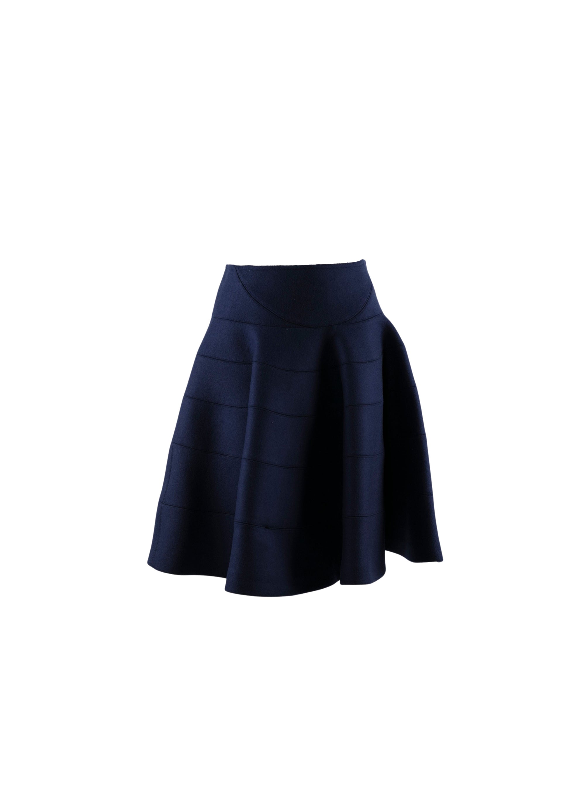 Jupe patineuse mi-longue en laine - Saphir