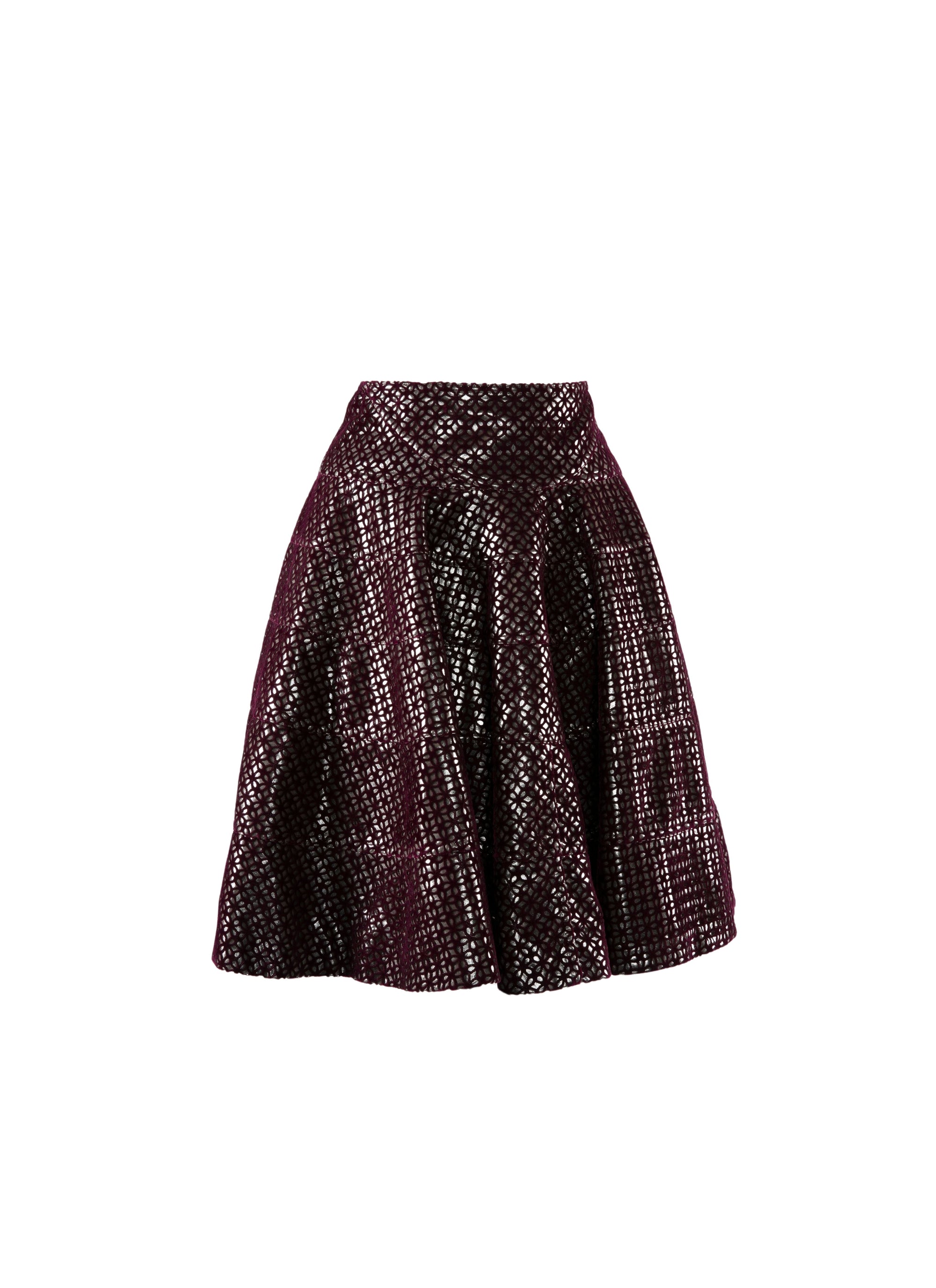 Shiny openwork mini skirt - Garnet