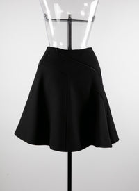 Plain short skirt with seams and zip detail - Black intense
