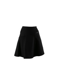 Plain short skirt with seams and zip detail - Black intense