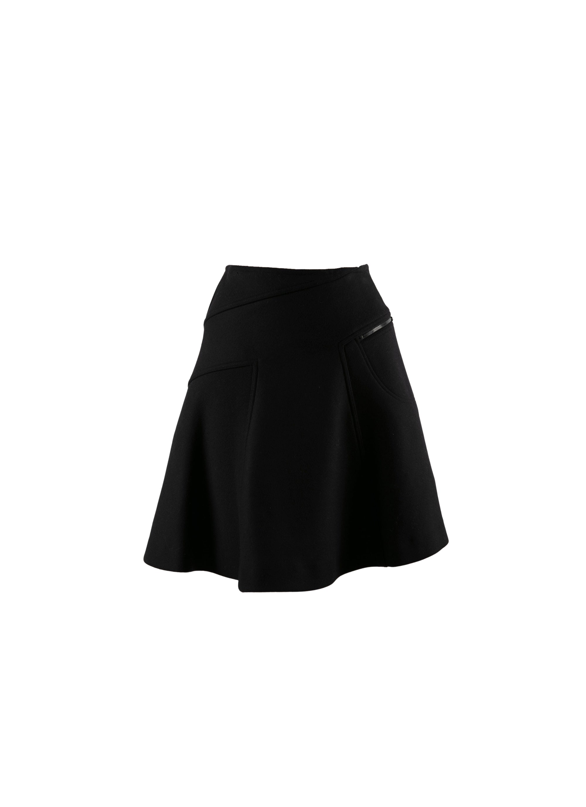 Plain short skirt with seams and zip detail - Black intense
