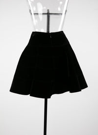 Mini-jupe patineuse avec détails irisés - Noir