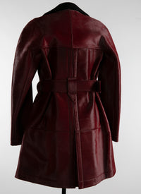 Short leather trench coat - Garnet & Black