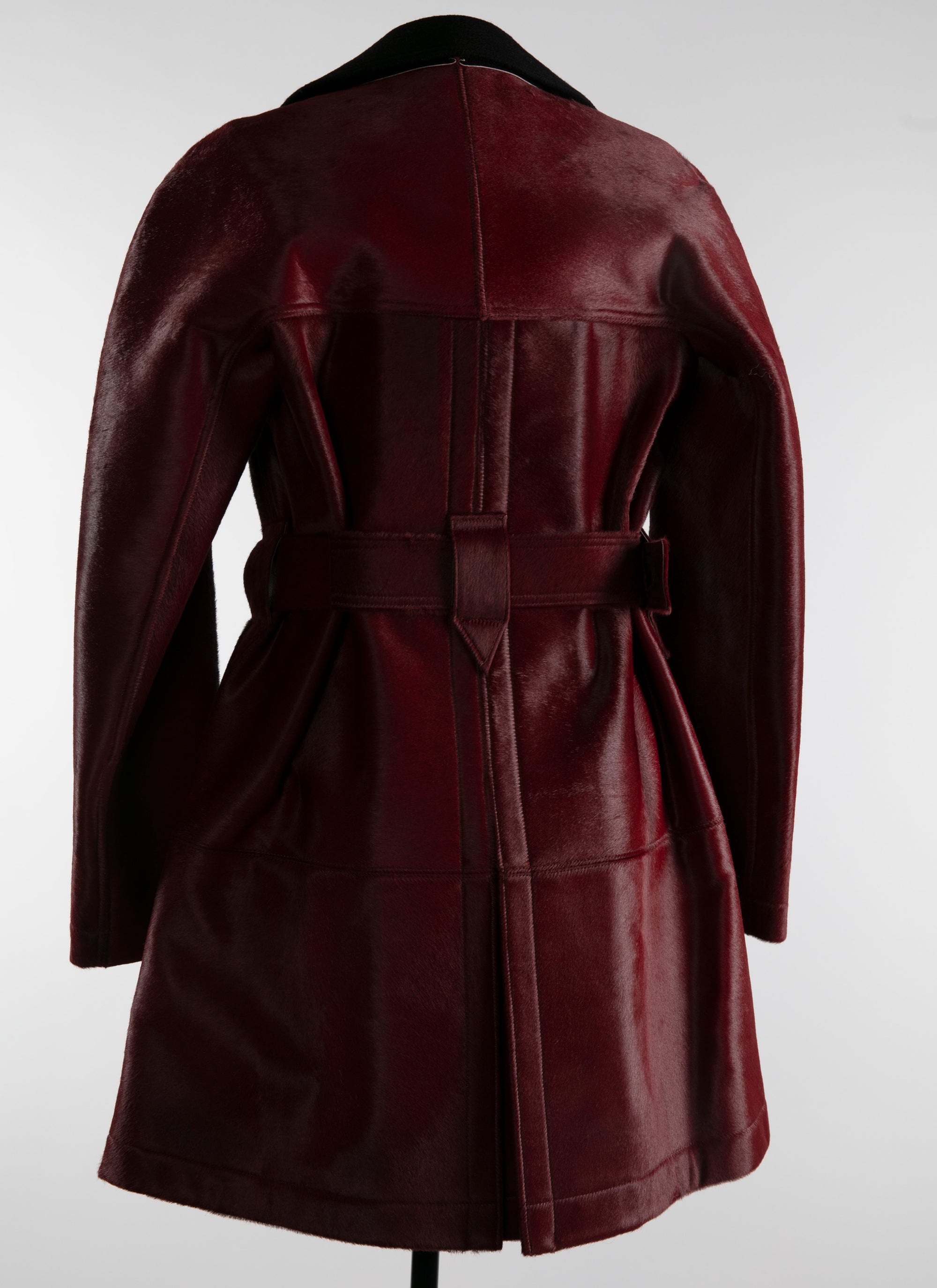 Short leather trench coat - Garnet & Black