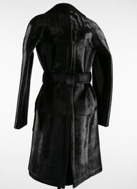 Regular leather trench coat - Black & Black
