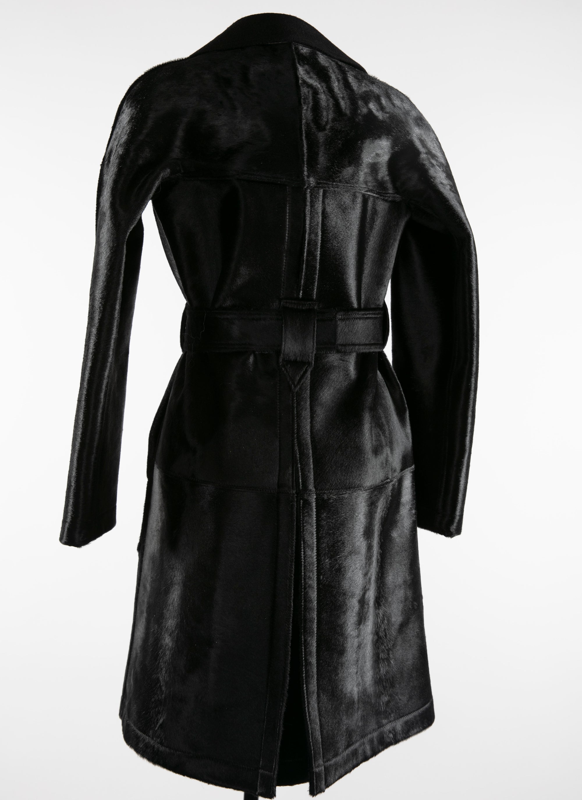 Regular leather trench coat - Black & Black