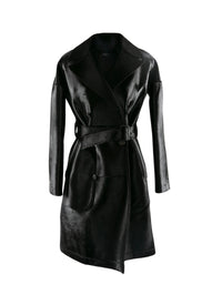 Regular leather trench coat - Black & Black