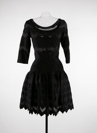 Scalloped hem short dress - Black intense