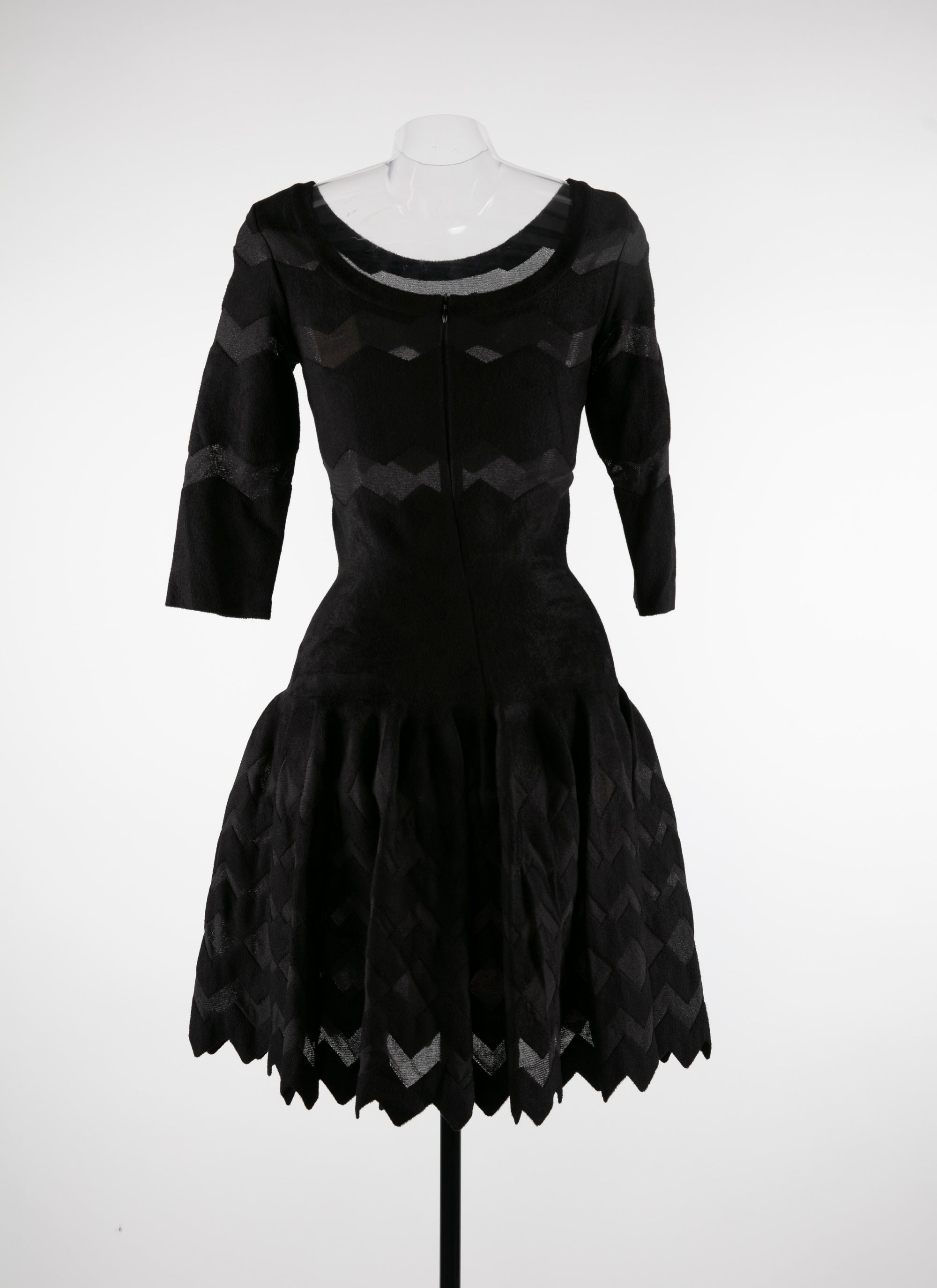 Scalloped hem short dress - Black intense