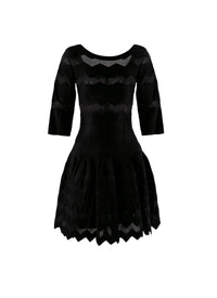 Scalloped hem short dress - Black intense
