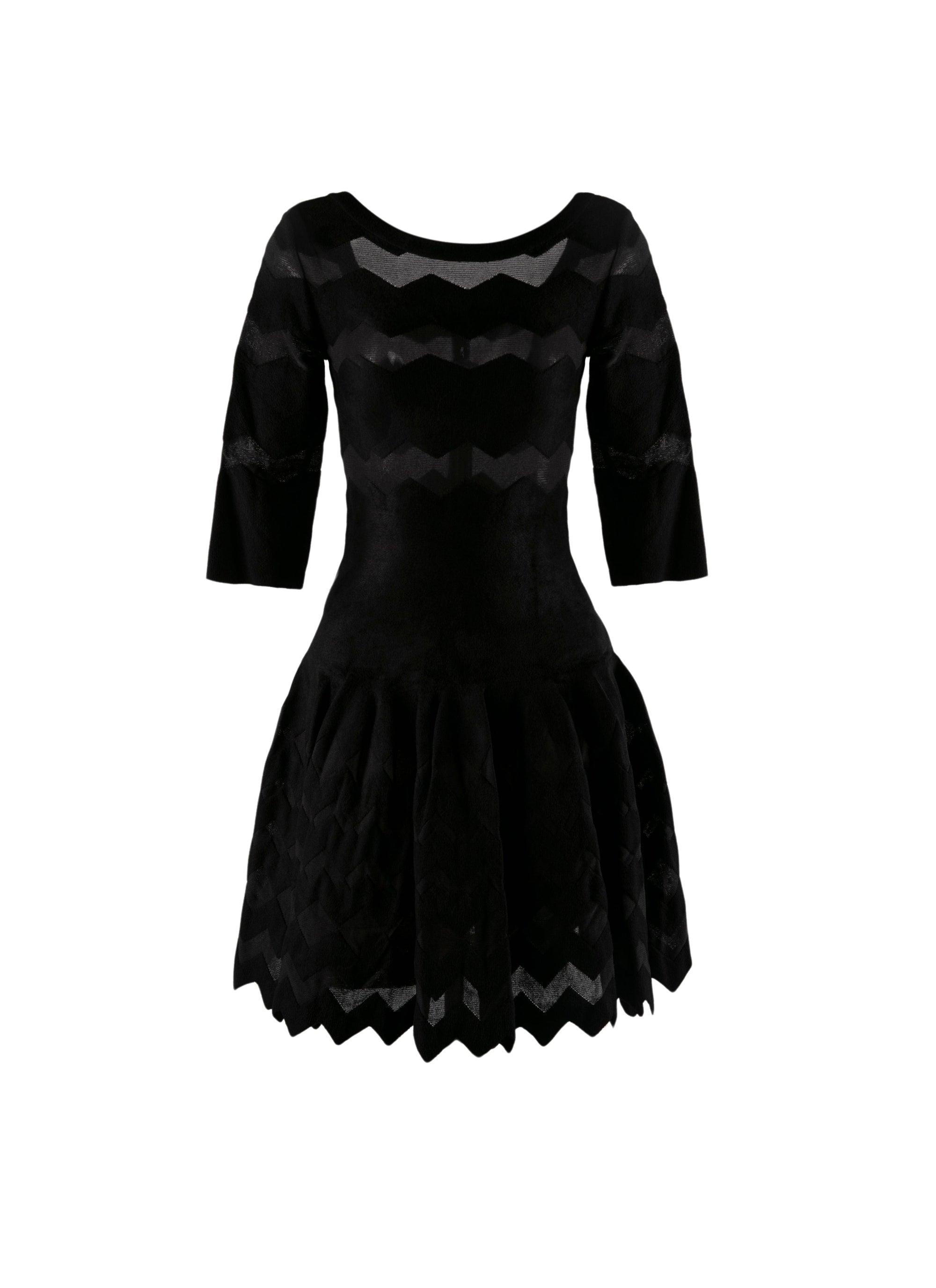 Scalloped hem short dress - Black intense