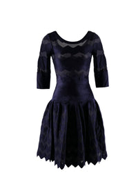 Regular dress with scalloped hem - Sapphire