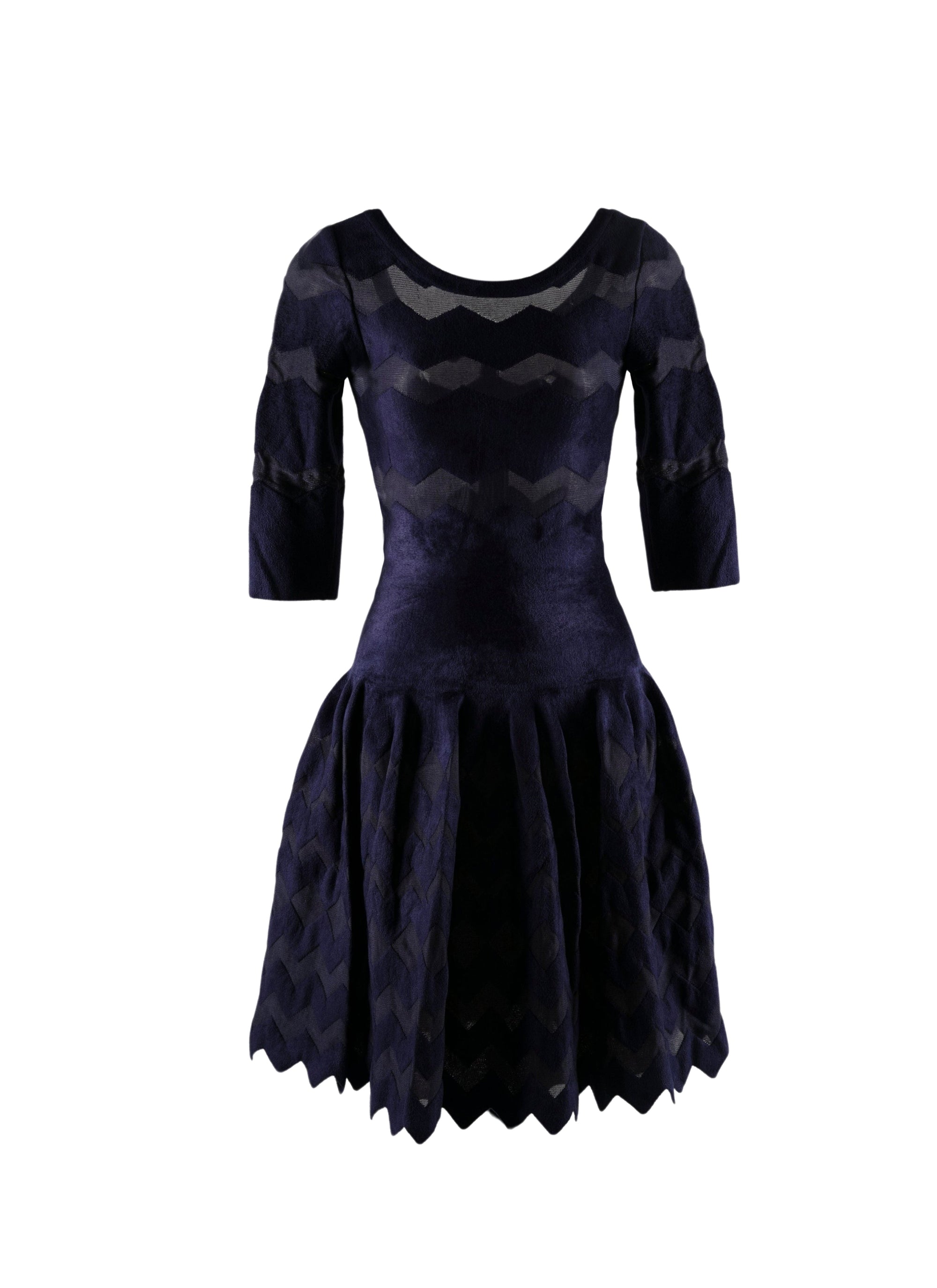 Regular dress with scalloped hem - Sapphire
