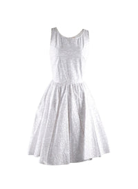Robe courte col carré à ourlet festonné - Blanc Nacre
