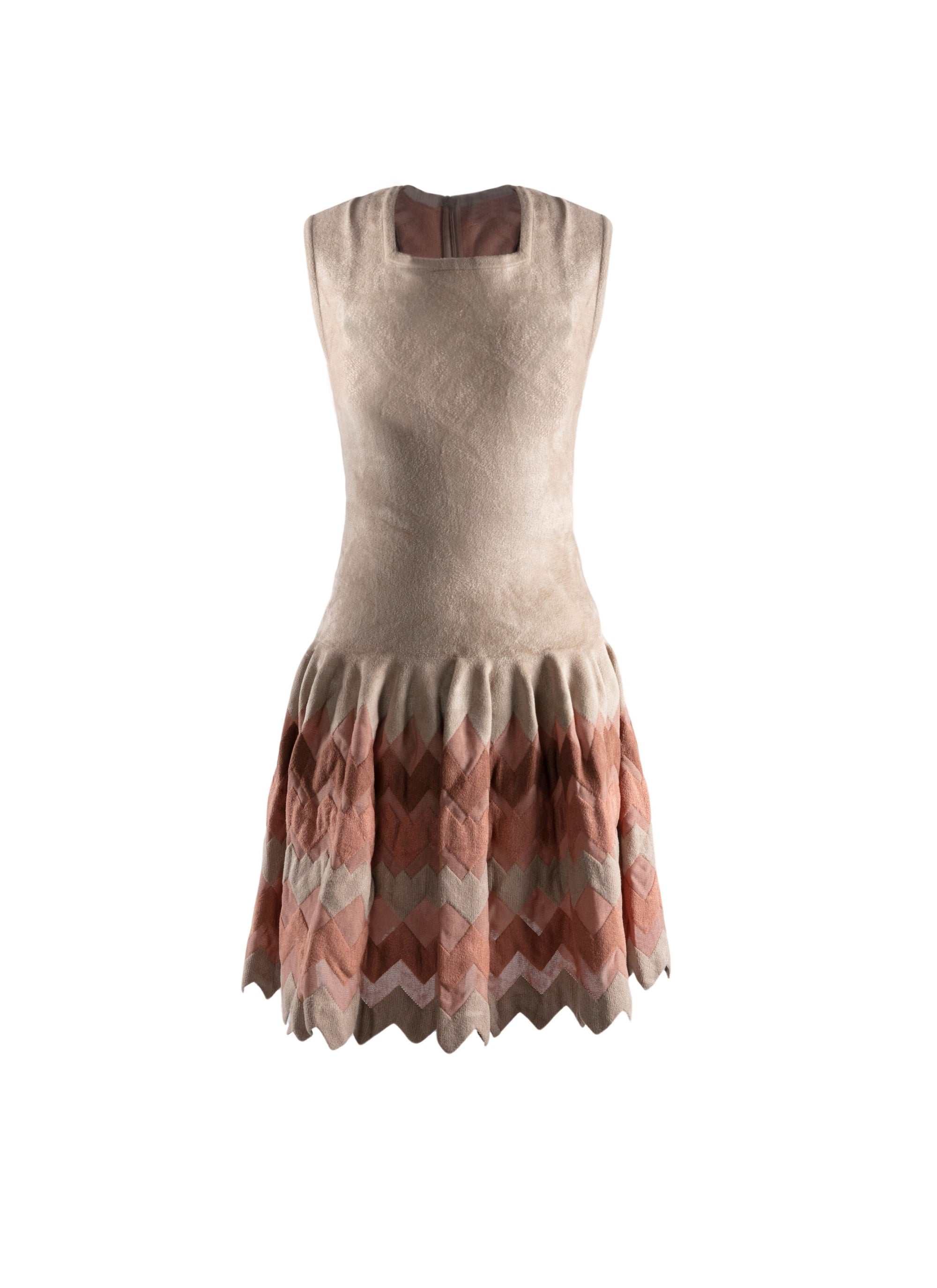 Robe courte col carré à ourlet festonné - Multicolore Vanille