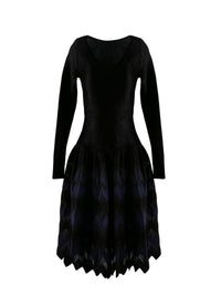 Regular dress with long silk sleeves - Black & Mahogany