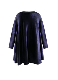 Robe velours ample à manches longues - Bleu de Prusse