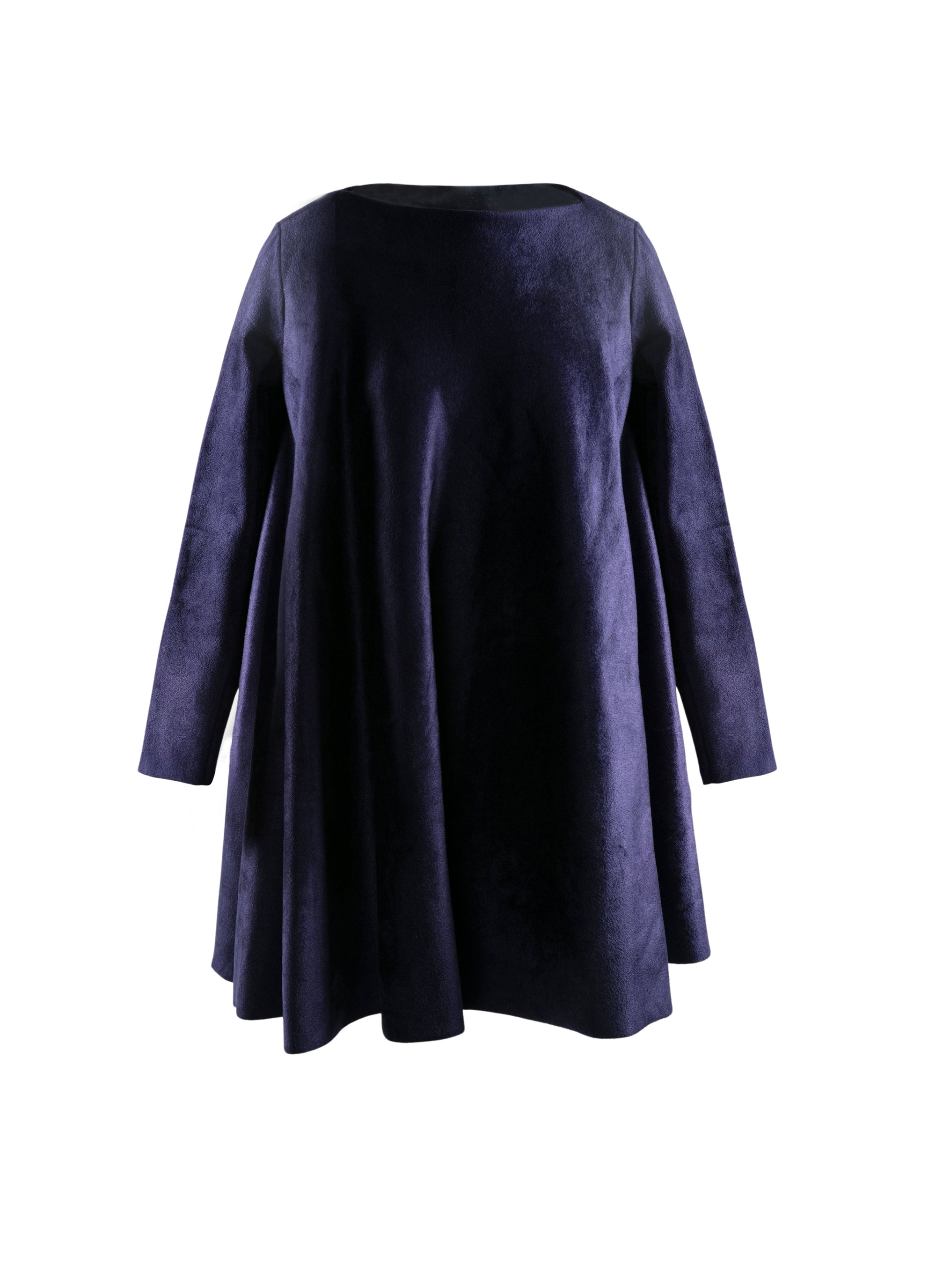 Robe velours ample à manches longues - Bleu de Prusse