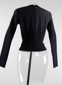Pull à manches longues Metropolis en laine - Marine & Noir