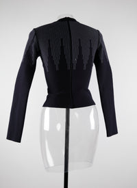 Pull à manches longues Metropolis en laine - Marine & Noir
