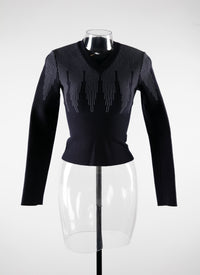 Pull à manches longues Metropolis en laine - Marine & Noir