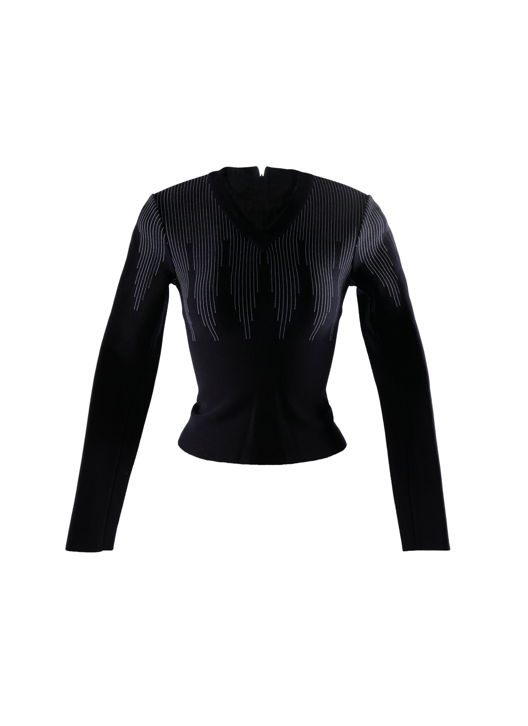 Pull à manches longues Metropolis en laine - Marine & Noir