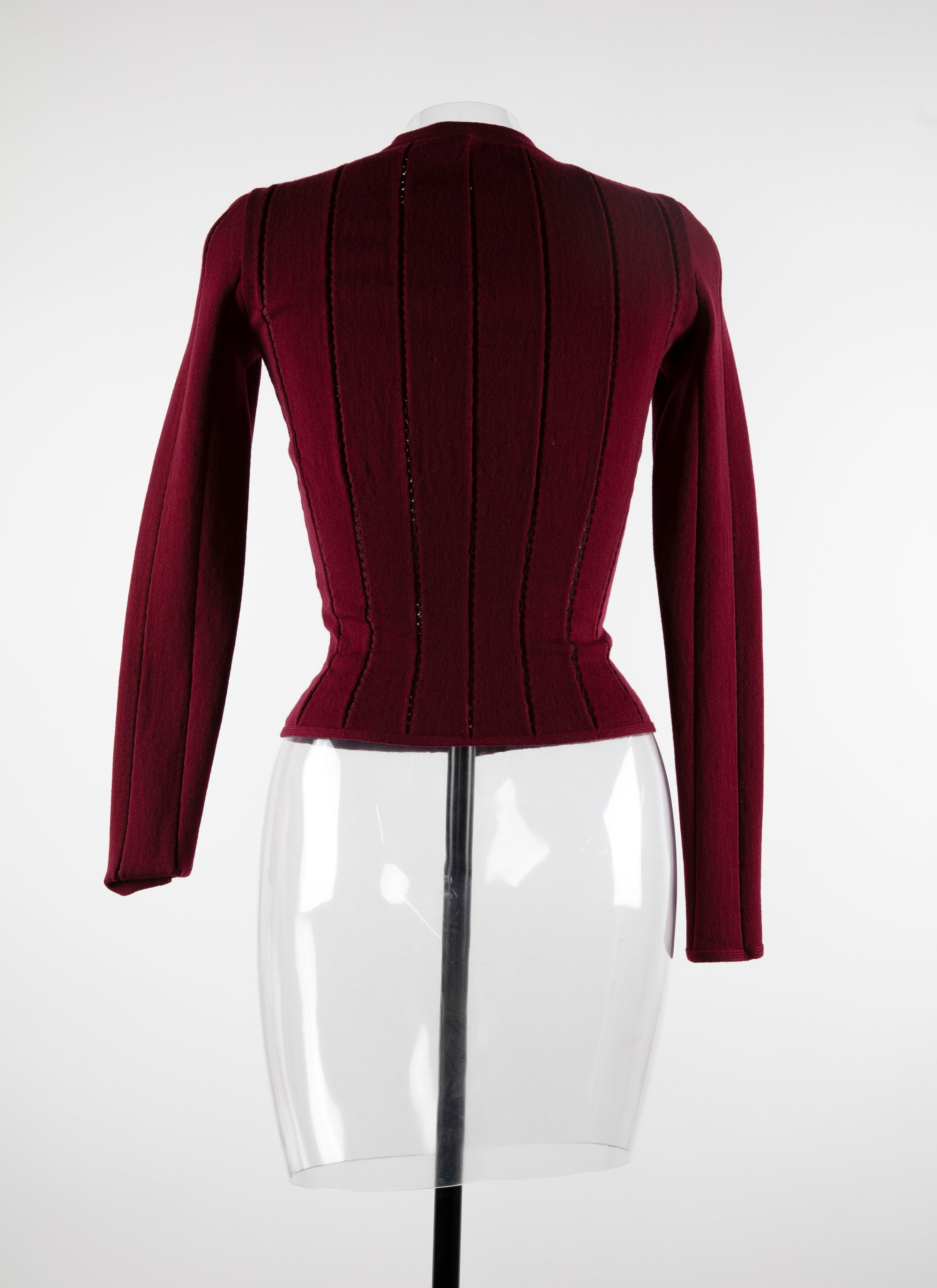 Gilet boutonné en maille côtelée - Cerise