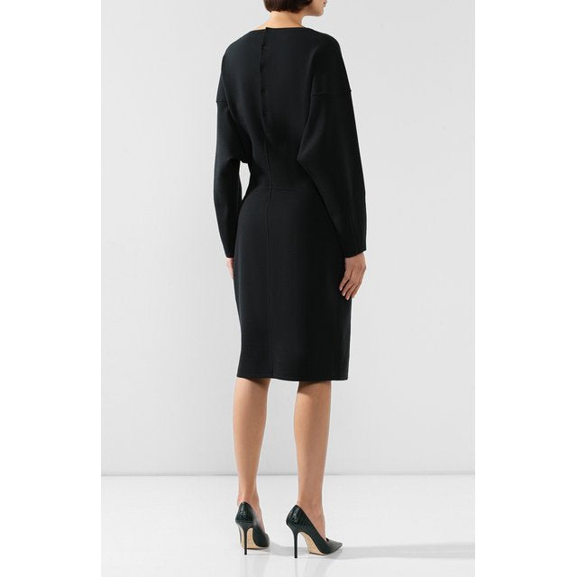 Long-sleeved wool dress - Intense Black
