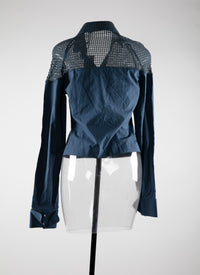 Long-sleeved shirt with openwork shoulders - Cobalt