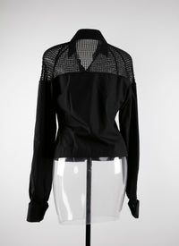 Long-sleeved shirt with openwork shoulders - Black intense