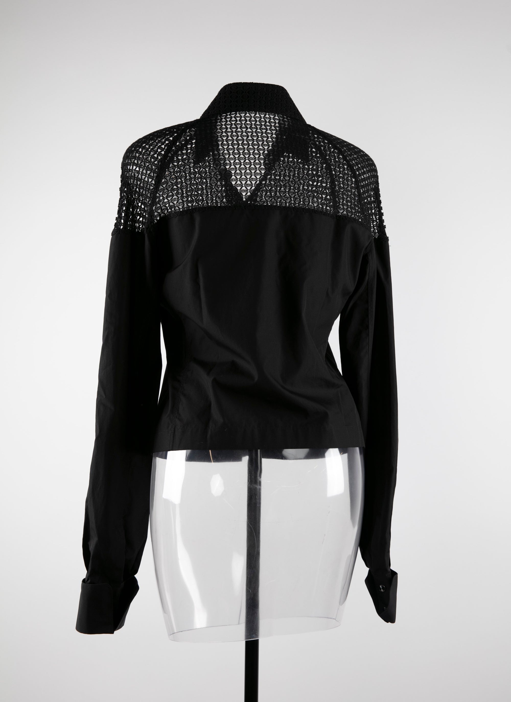 Long-sleeved shirt with openwork shoulders - Black intense