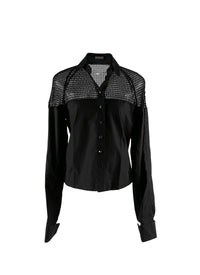 Long-sleeved shirt with openwork shoulders - Black intense