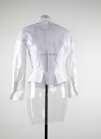 Slim-fit shirt with perforated shoulders - White