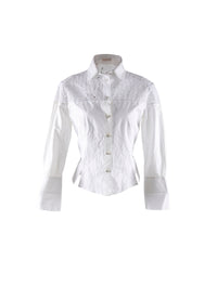 Slim-fit shirt with perforated shoulders - White