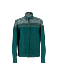 Openwork bi-material shirt - Duck Blue