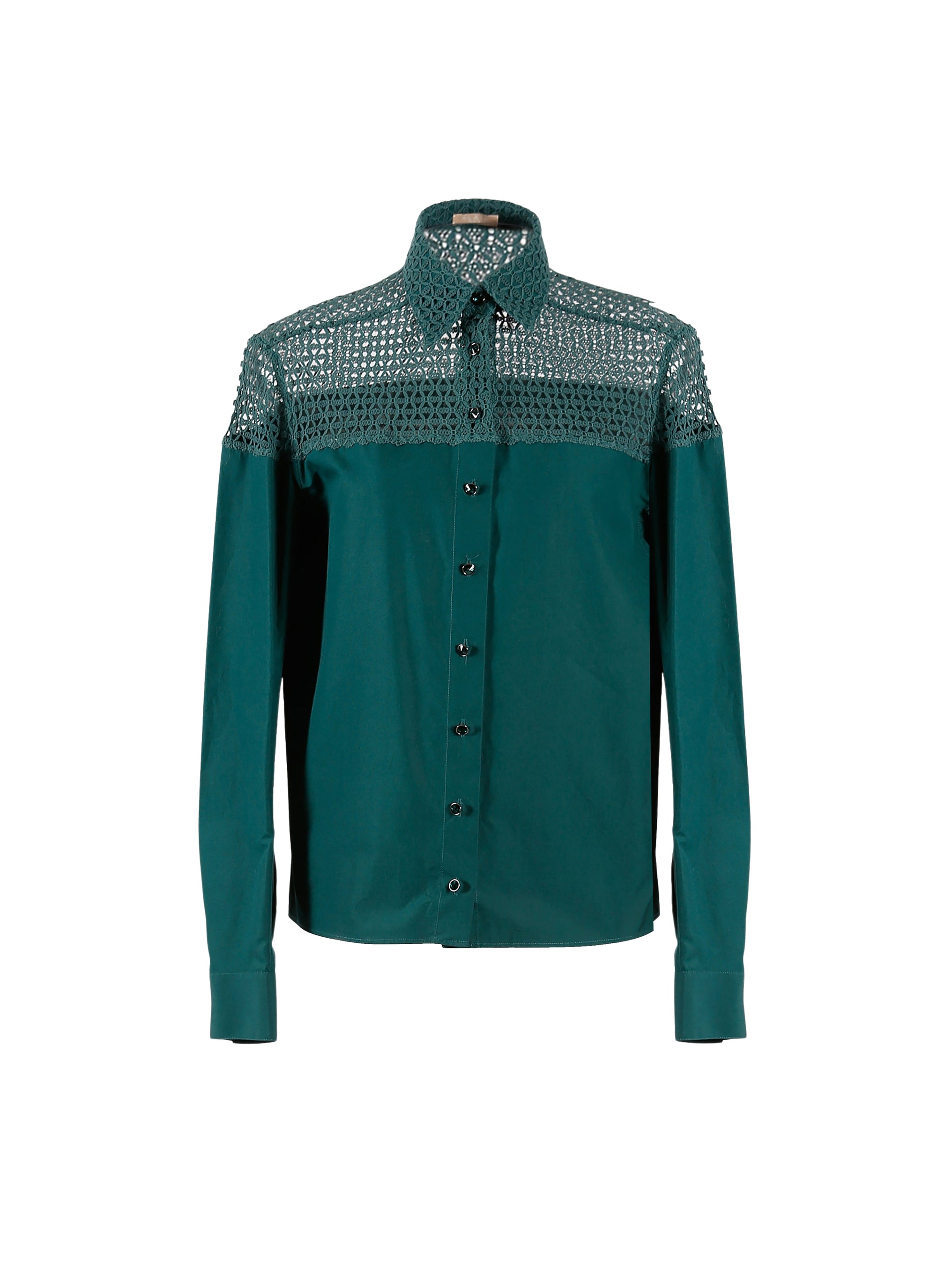 Openwork bi-material shirt - Duck Blue
