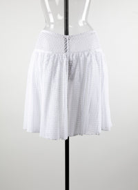 Mini-jupe ajourée non doublée - Blanc