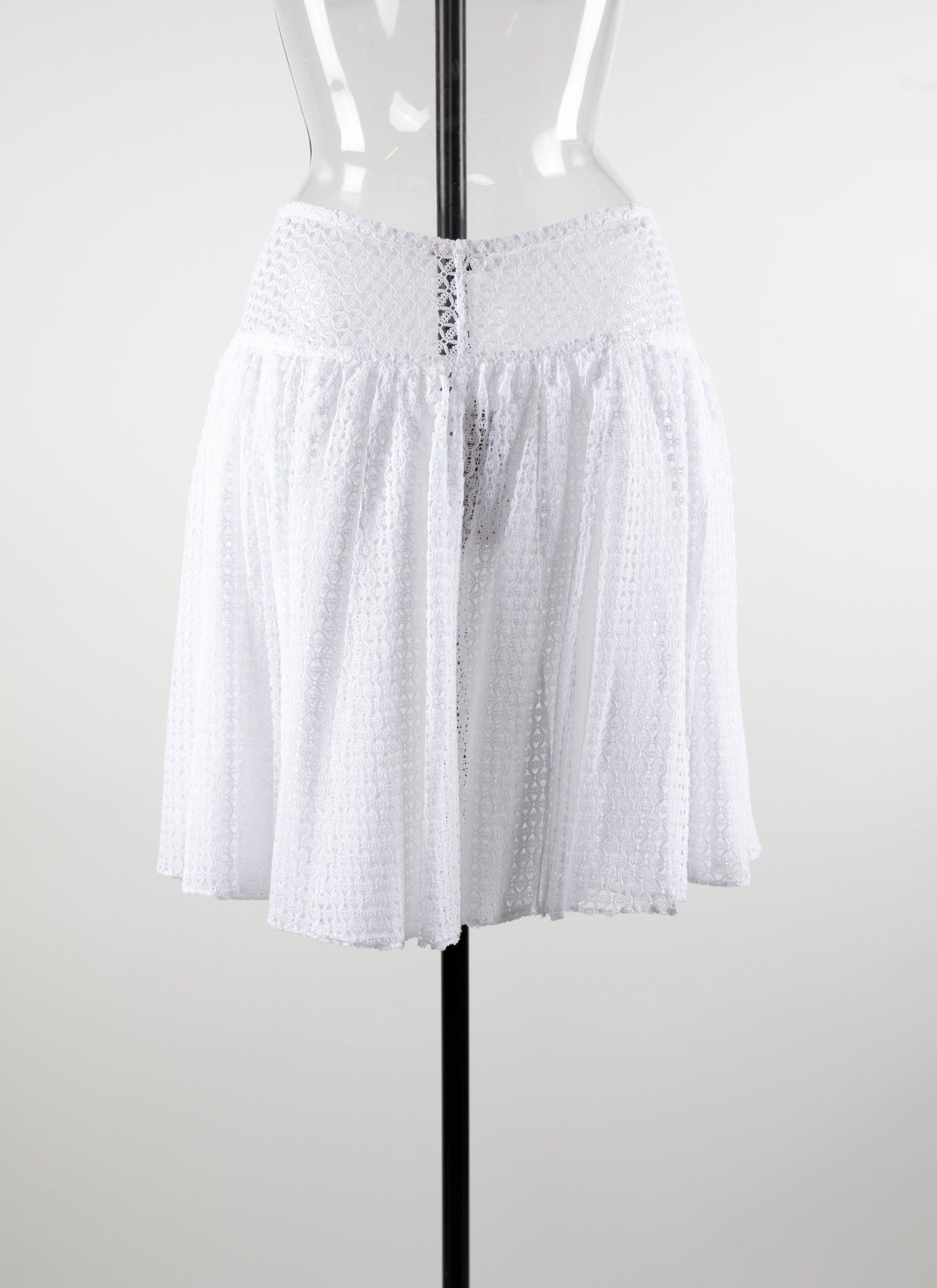 Mini-jupe ajourée non doublée - Blanc