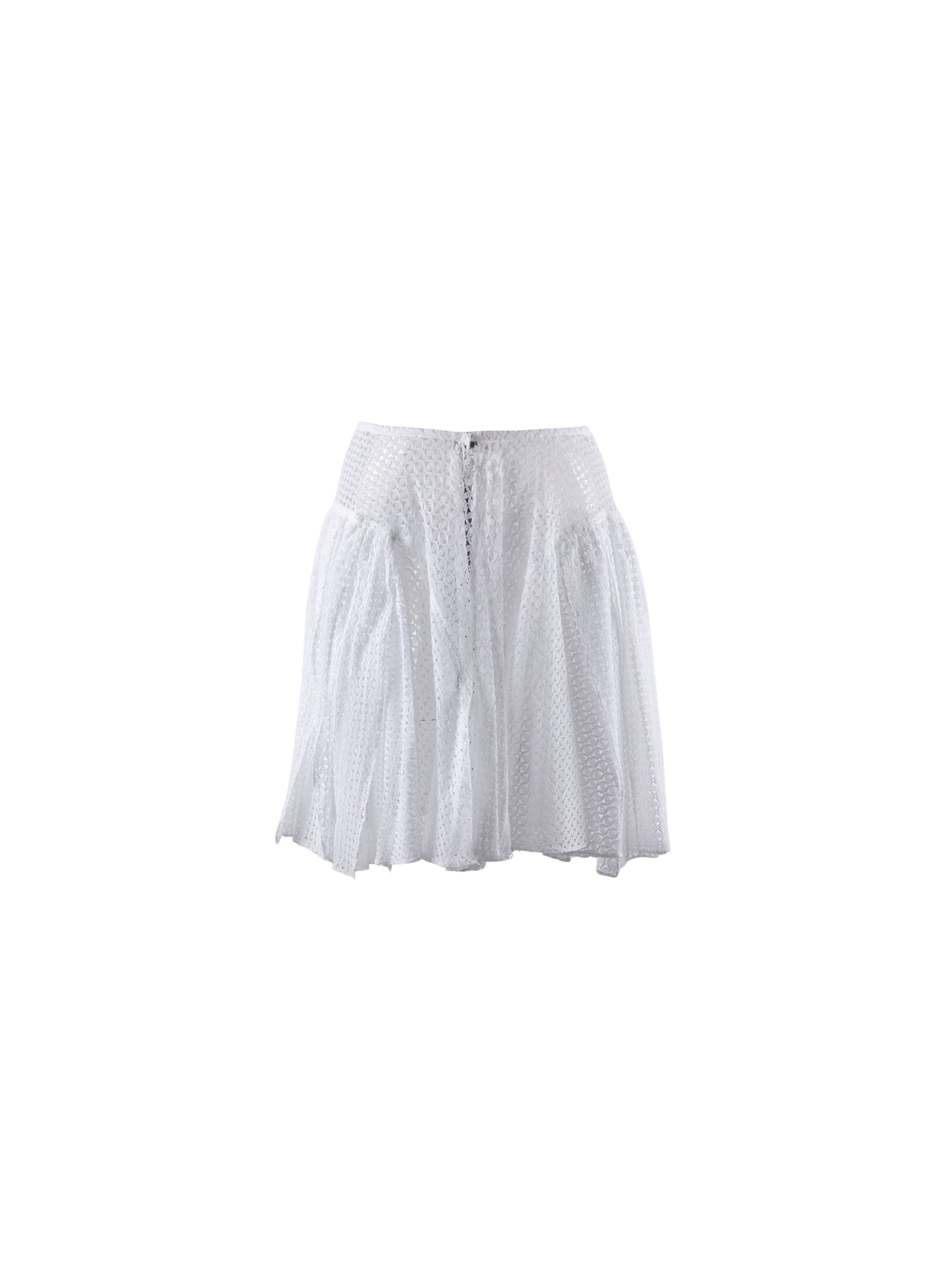 Mini-jupe ajourée non doublée - Blanc