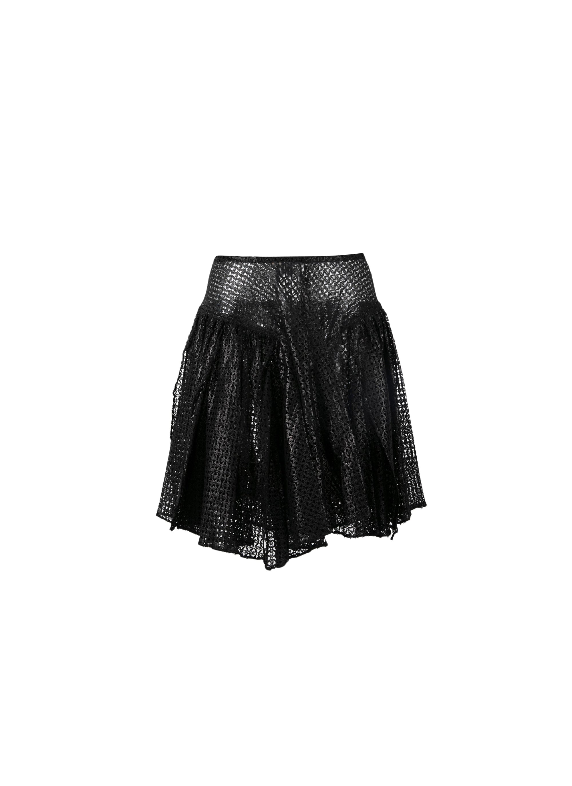 Mini jupe ajourée non doublée - Noir