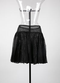 Mini jupe ajourée non doublée - Noir