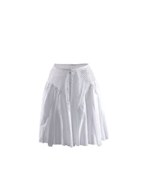 Mini-jupe plissée avec détails ajourés - Blanc