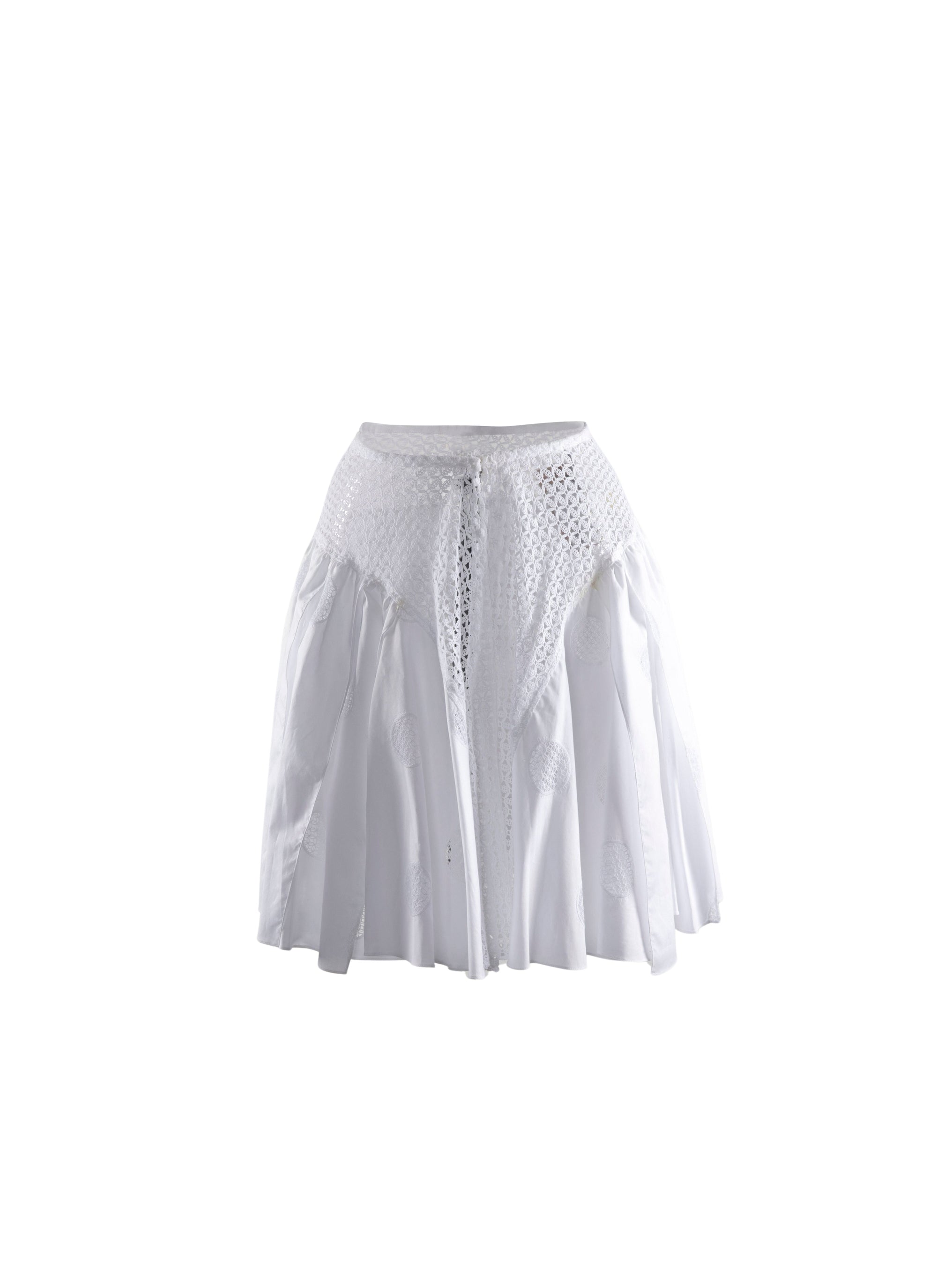 Mini-jupe plissée avec détails ajourés - Blanc