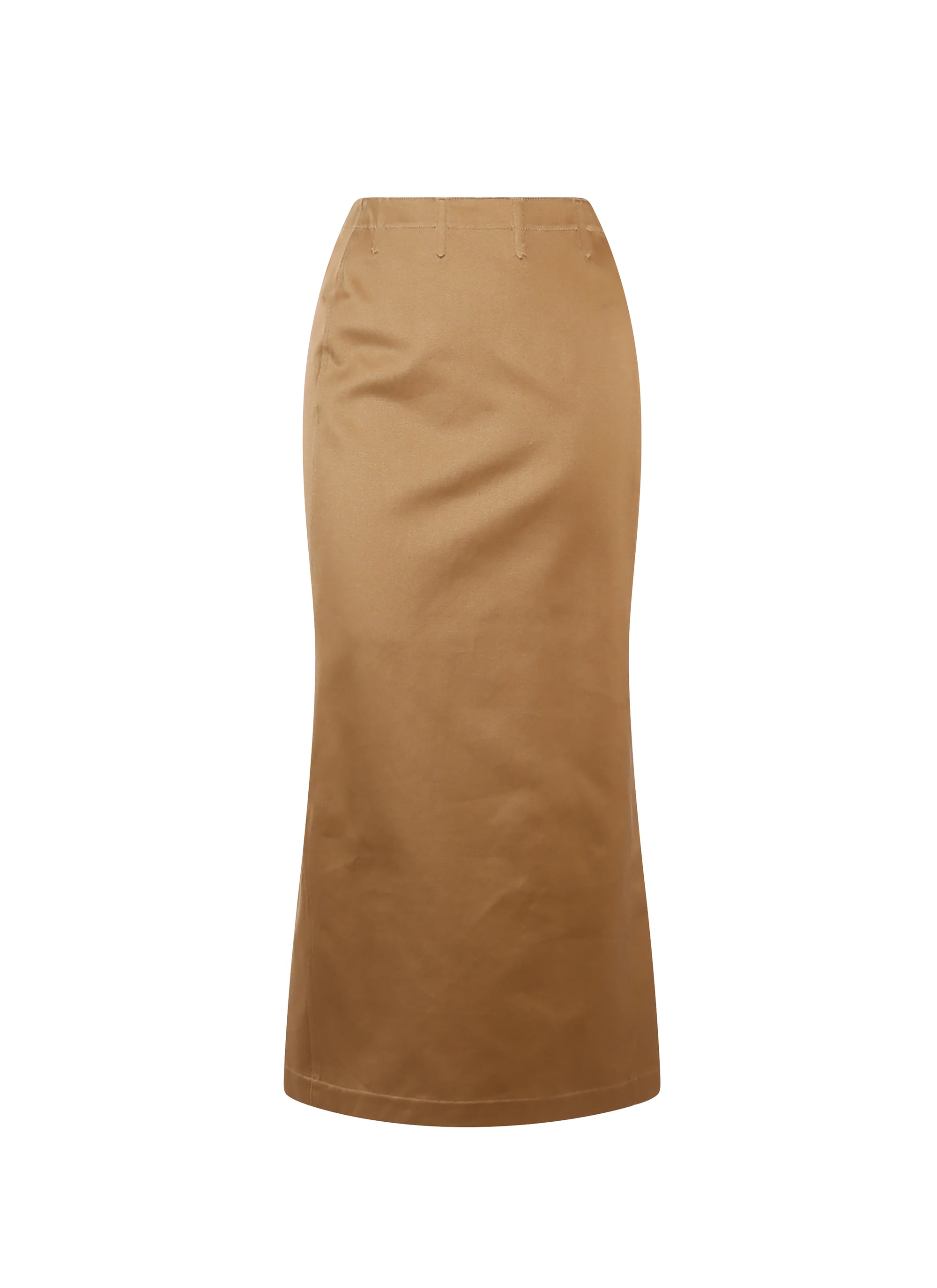Long zip skirt in gabardine - Dark Beige