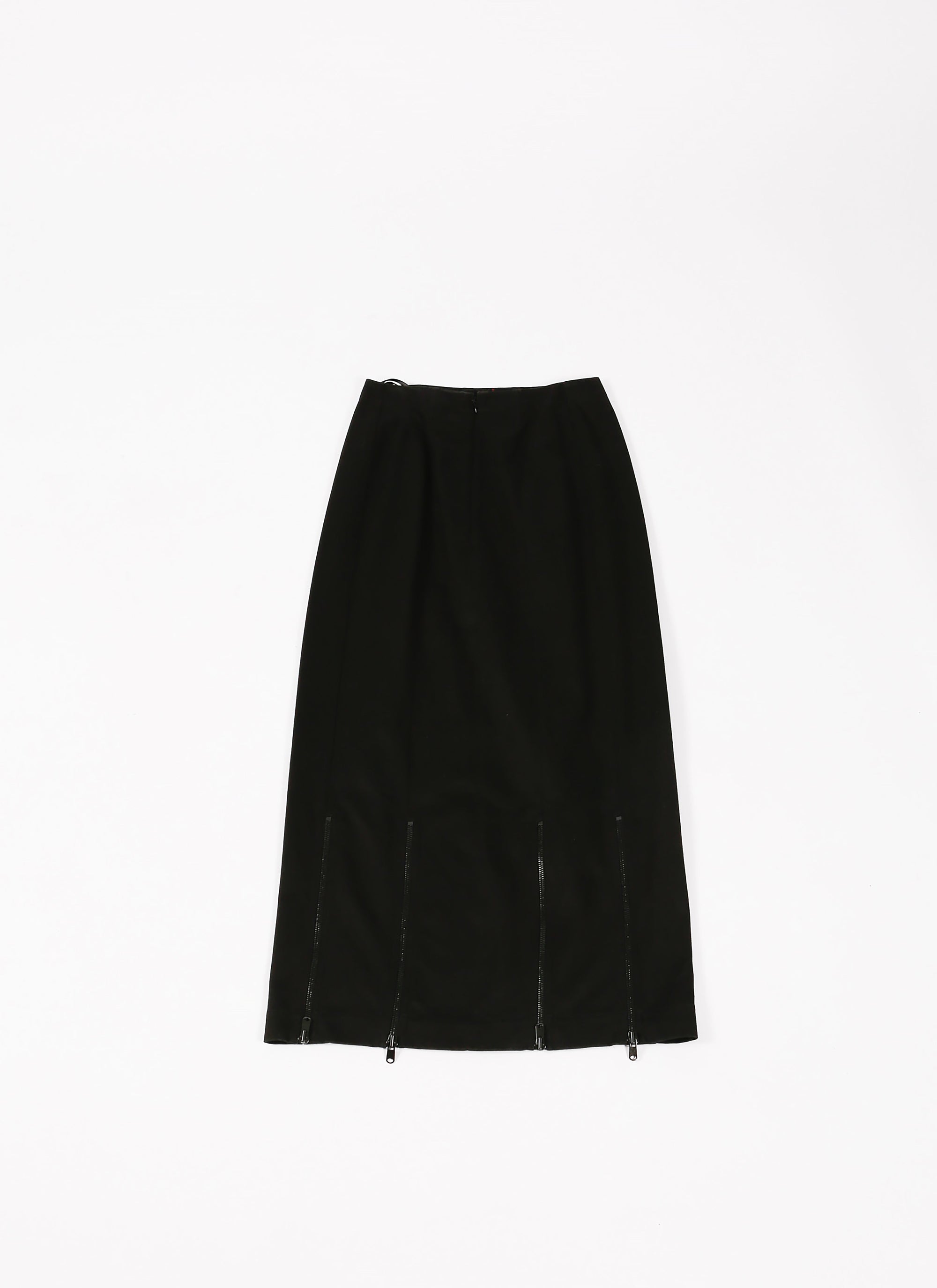 Jupe zippée longue en gabardine - Noir
