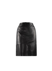 Jupe courte droite plongée en cuir - Noir