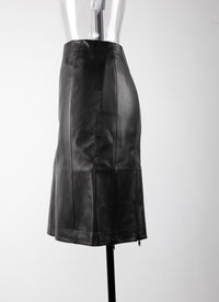 Jupe courte droite plongée en cuir - Noir